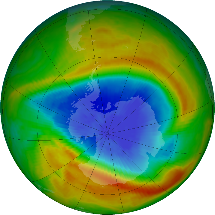 Antarctic ozone map for 21 October 1983